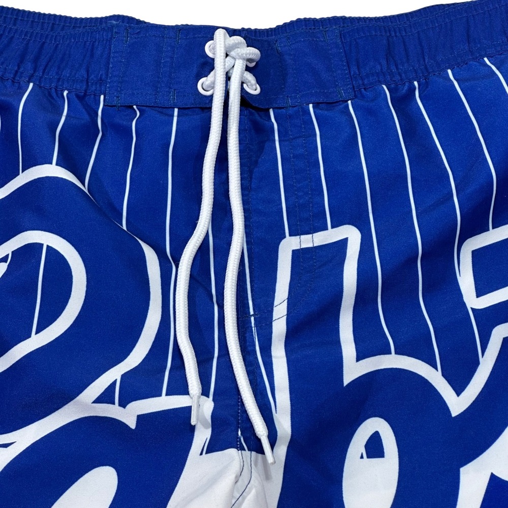 Pabst Blue Ribbon Mens Swim Trunks Red White Blue Pinstripe PBR Shorts Large NEW - Picture 2 of 10